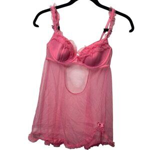 NWT Flawed Victoria’s Secret Sheer Pink Babydoll Lingerie 36B | Inventory ID: H3